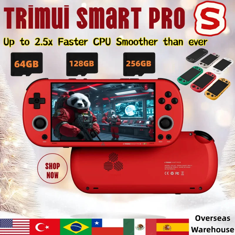 TRIMUI Smart Pro S Handheld Game Console - 4.96" 720p IPS, TMR Hall Joysticks, Active Cooling, 5000mAh, 6 Colors