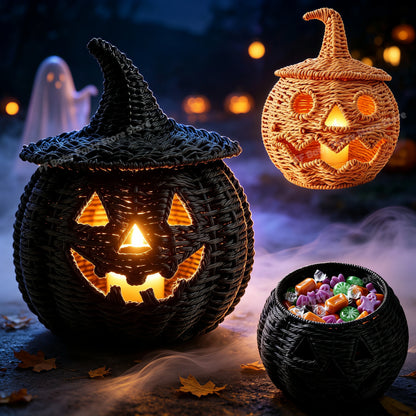 Resin Halloween Pumpkin Decoration with Witch Hat - 6 Styles