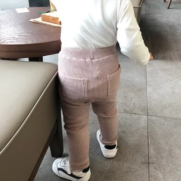 Unisex Kids Cotton High-Waist Leggings - Full-Length Pencil Pants for Girls & Boys (Ages 4-6)