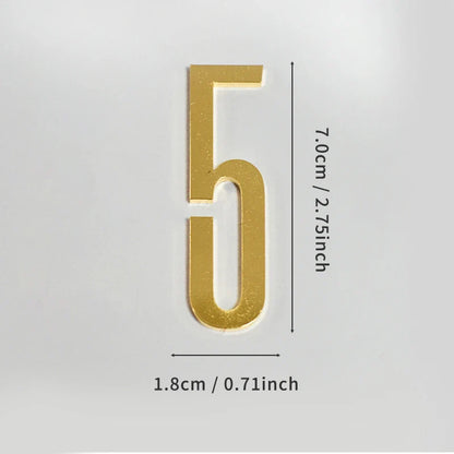 Golden Door Number with Backing Adhesive 7cm Metal House Number Apartment Door Number for Outdoor Hotel Home Mailbox Label