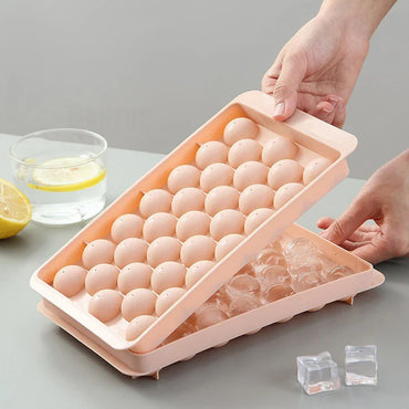 Ice Ball Mold - Spherical Whiskey Ice Maker PP Plastic Ice Cube Tray with Lid for Cocktails, Drinks & DIY Popsicles