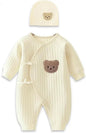 Baby Winter Bodysuit (0–6M) – Thick Cotton Animal Print Onesie for Boys & Girls