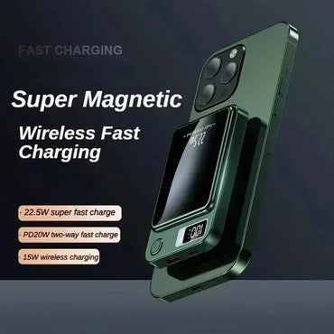 Magnetic Wireless Power Bank 100000mAh / 50000mAh – 22.5W Fast Charger, Portable Power Pack with LED Display, Type-C & Qi Wireless