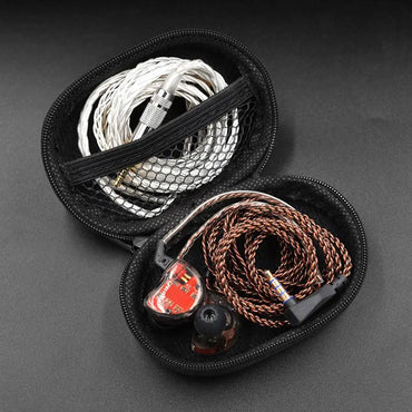 PU Leather Earphones Storage Case - Zippered Protective Carrying Organizer for Wired Earbuds, 101 x 71 x 40 mm (3.98 x 2.80 x 1.57 in)