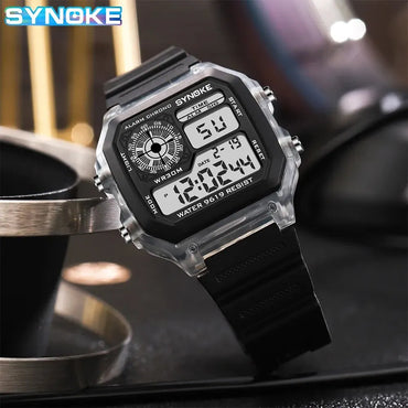 Unisex Digital Sports Watch 44mm Waterproof 3ATM LED Backlight Alarm Stopwatch