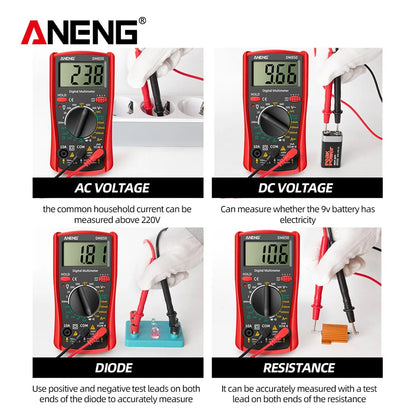 Digital Multimeter 1999-Count AC/DC Voltage Current Resistance Continuity Tester - Pocket Meter