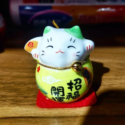 Japanese Ceramic Daruma Crafts Cartoon Lucky Cat Fortune Ornament Landscape Home Decor Accessories Gifts Living Room Decoration