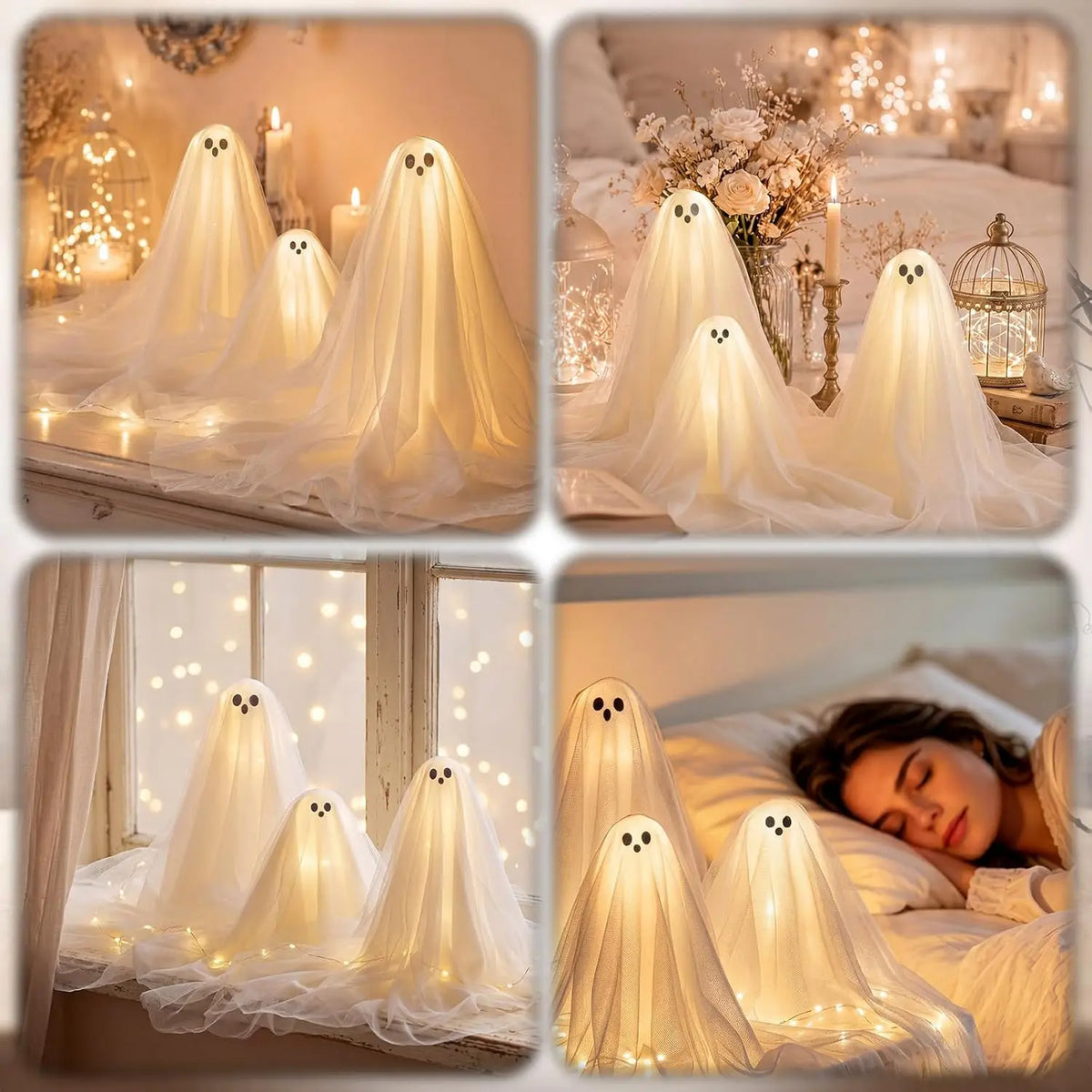 DIY Lighted Ghost Tabletop Halloween Decoration Kit