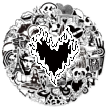 10/30/50pcs Cool Black and White Art Styling Graffiti Stickers Laptop Skateboard Motorcycle Phone Luggage Decoration Sticker Toy