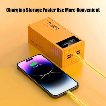 50000mAh 6-Port Power Bank 65W Fast Charge USB-C PD, 4x USB-A & Micro-USB, LED Display