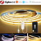 USB Tuya Zigbee 3.0 COB LED Strip Light — 1–5m (3.3–16.4ft), 320 LED/m, Dimmable Warm & Cool White, 5V for Alexa & Google Home