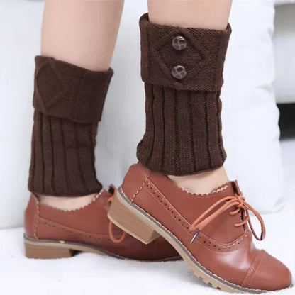Women's Short Knit Diamond 2-Button Boot Cuffs — Knit Leg Warmers & Boot Covers
