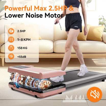 Under-Desk Treadmill 2.5HP — Quiet Walking Pad with App, Remote & LCD