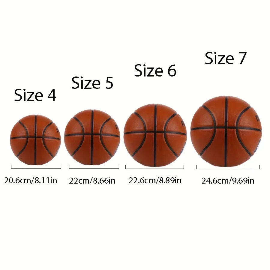 Rubber Basketball for Adults & Youth — Indoor/Outdoor, Sizes 4/5/6/7