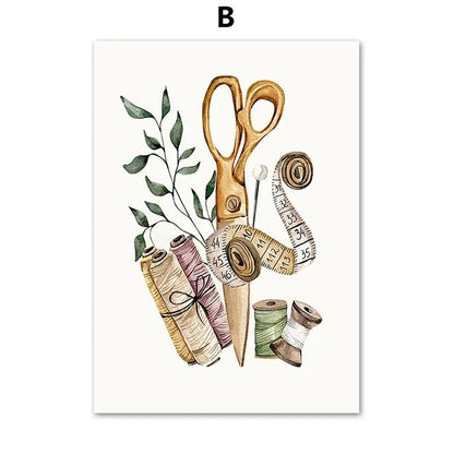 Bohemian, Wall Art, Women's Clothing, Sewing Machines, HD Canvas Print Posters for Home Living Room Bedroom Decoration