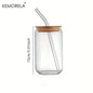 18.6oz 540ML Drinking Glasses Can Shaped Glass Cups with Bamboo Lids and Glass Straws for Beer Iced Coffee Wine Cocktail