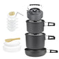 Camping Cookware Set for 1–7 People | Lightweight Portable Pot & Pan with Carrying Bag