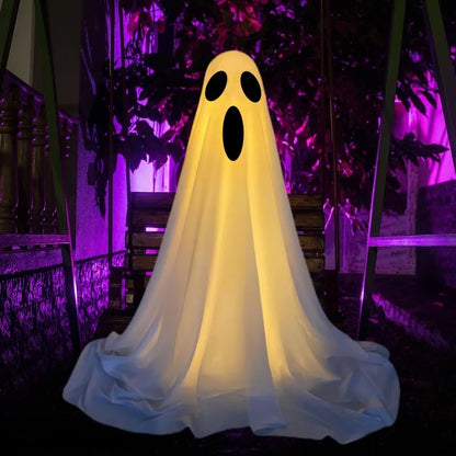Halloween Freestanding Ghost Decoration with Witch Hat - Spooky Fabric Ghost for Yard, Lawn, Porch & Indoor Party Display - 7 Styles