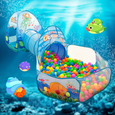 3-in-1 Kids Play Tent & Ball Pit with Crawl Tunnel — Portable Foldable Playpen for Ages 3–6