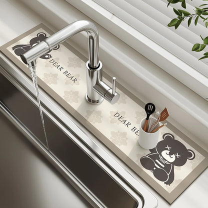 Sink Faucet Mat Kitchen Mat Drainage Mat Absorbent Table Mat Diatom Mud Bathroom Non-Slip Mat Waterproof Countertop Protection