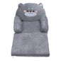 Cartoon Gray Dog Kids Sofa Foldable Toddler Chair - Soft Breathable Plush Armrest for Reading, Relaxing & Napping