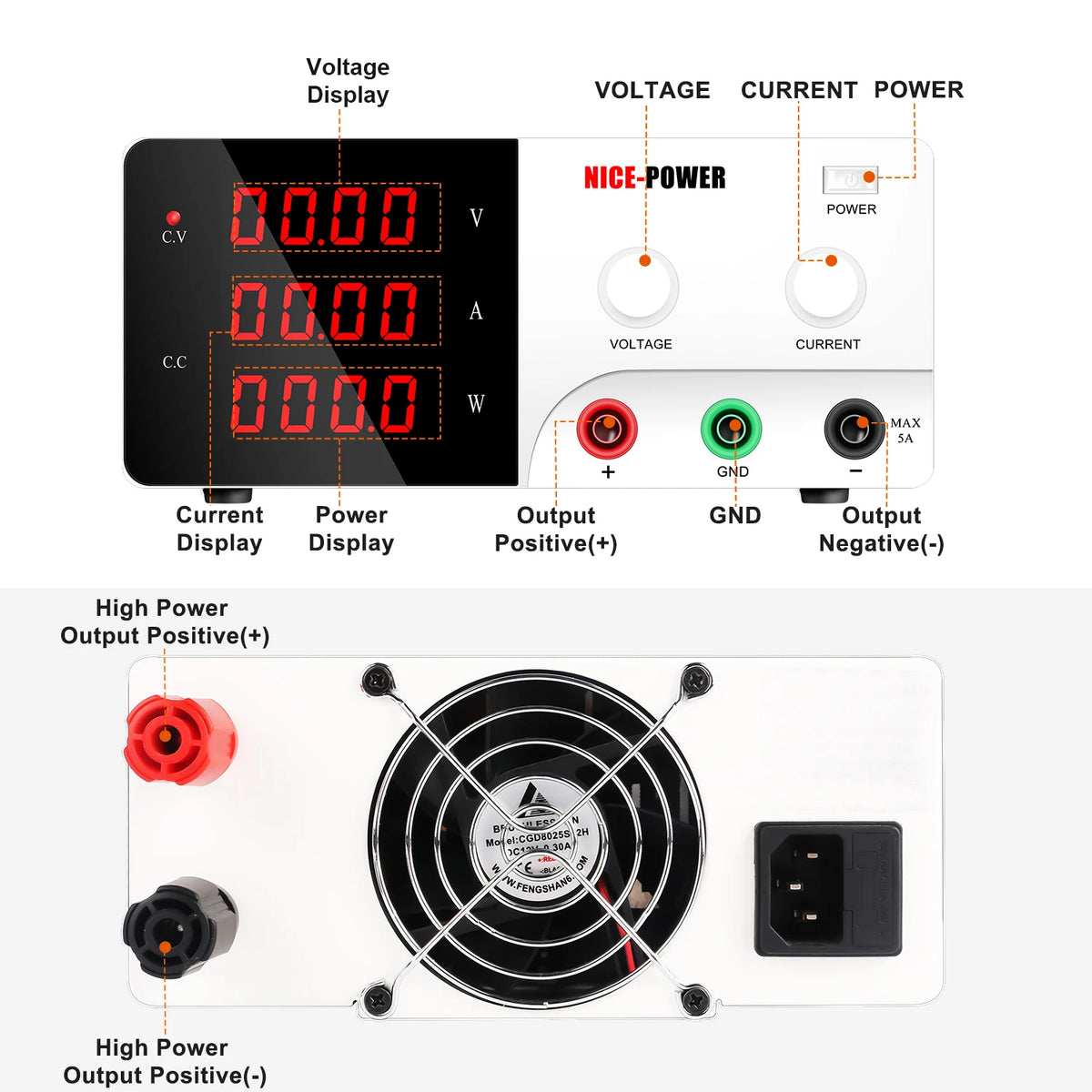 NICE-POWER Adjustable DC Bench Power Supply