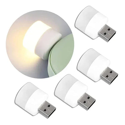Mini USB Night Light (1/3/5/10-Pack) - Warm White LED Book Reading Lamp, Eye-Protection USB Plug-In