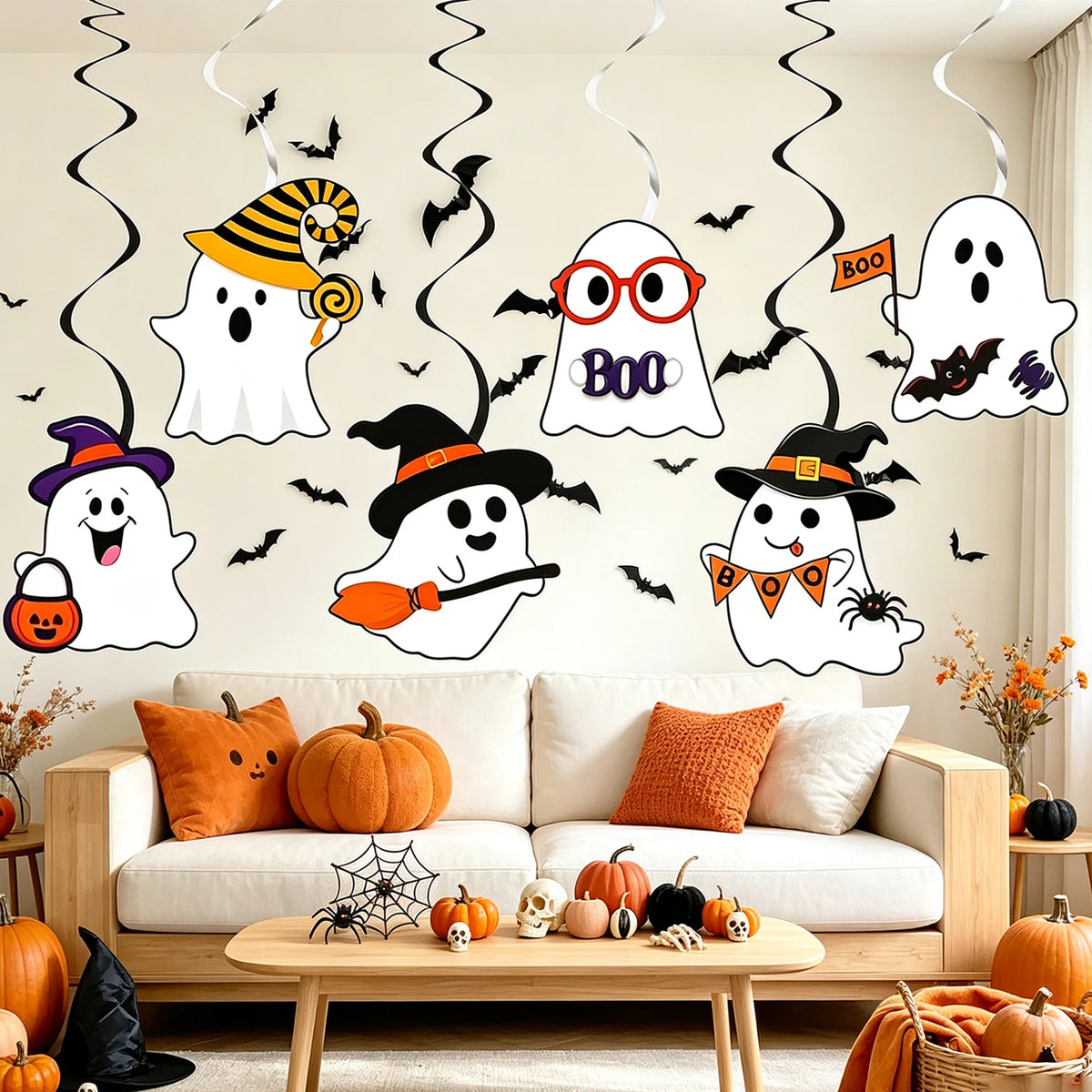 Boo Ghost Paper Hanging Swirls - 1 Set