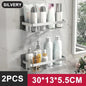 No-Drill Aluminum Alloy Bathroom Shower Shelf Wall-Mounted Shampoo Rack and Kitchen Organizer