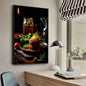Chicken Food Burger French Fries Chicken Salmon Art Poster Canvas Painting Wall Print Living Room Home Restaurant Decor Poster