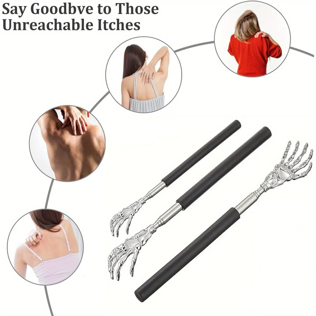 Portable Extendable Back Scratcher Stainless Steel Telescoping Back Scratcher for Both Human and Pets Extendable Back Massager