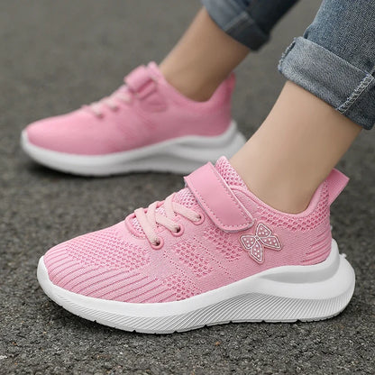 Girls’ Casual Sneakers with Polyester Upper, Sizes 28–40