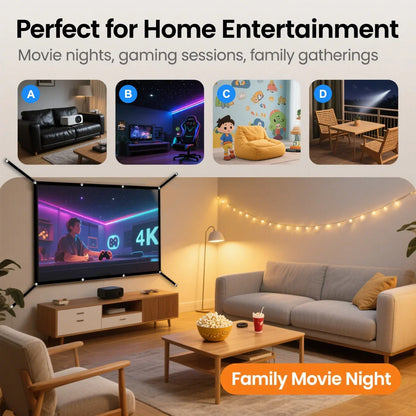 60-150 inch wall mounted foldable projection screen, projector specific soft screen, home theater - extended version