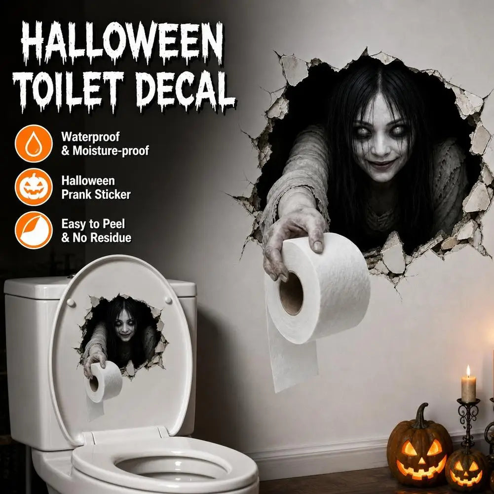Halloween Broken Wall Sticker, Scary Ghost Design, 24 × 29cm