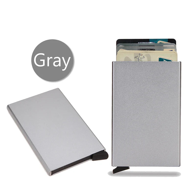 RFID Metal Pop-Up Card Holder Wallet – Slim Minimalist Small Black Unisex