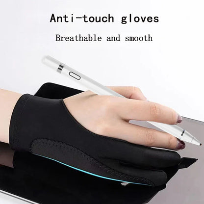 Two-Finger Drawing Glove for Tablets — Left & Right Hand Anti-Fouling Touchscreen Glove