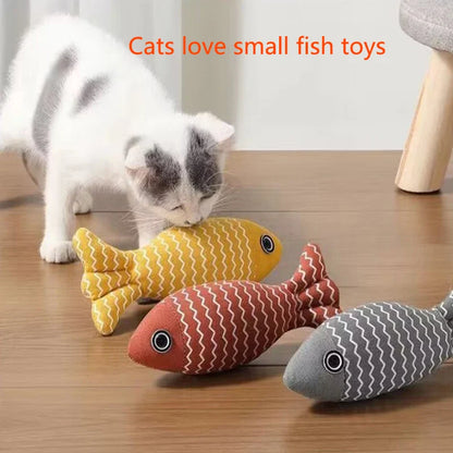 Burlap Fish Cat Toy — Interactive Chew-Resistant Teeth-Cleaning Fish Toy for Cats