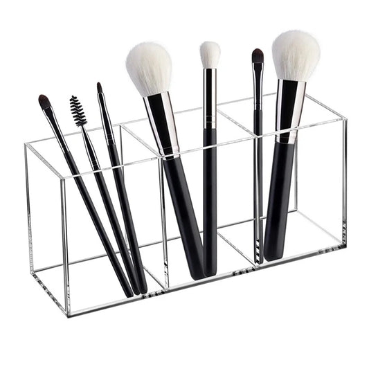 Clear Acrylic Makeup Brush Organizer – Transparent Cosmetic Holder for Lipstick, Brushes & Makeup Tools