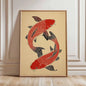 Japanese Red Koi Fish Canvas Wall Art Minimalist Poster