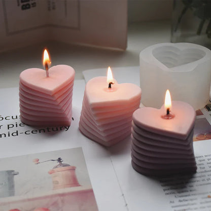 3D Rotating Stacking Heart Silicone Mold for Candle, Soap & Resin DIY Crafts