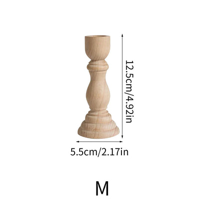 Handcrafted Unfinished Wooden Pillar Candle Holder Rustic Candlestick for Home Decor
