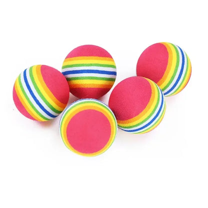 Rainbow Cat & Dog Toy Balls — 5-Pack/10-Pack Interactive Chew, Rattle & Scratch Training Toys