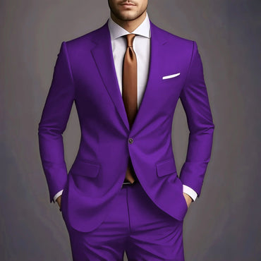 New Luxury Elegant Men's Suits 2 Piece Set Fashion Korean Casual Slim
