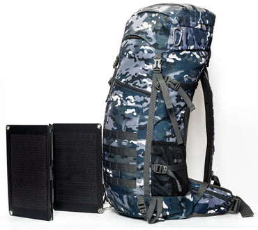 New popular hiking backpack 50l with solar panel outdoor waterproof travel mountaineering bag charger bag