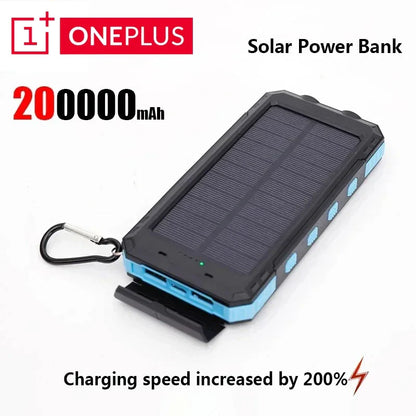 Solar Power Bank 200000mAh 120W Fast Charge Portable External Battery with Solar Panel, SOS & LED Light
