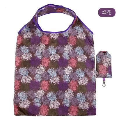 Foldable Reusable Grocery Tote Bag, Lemon Print Eco-Friendly Travel & Beach Pouch