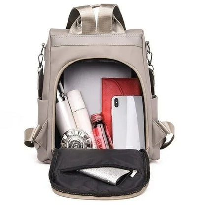 Lightweight Waterproof Nylon Women's Backpack - Large Capacity, Detachable Shoulder Strap, Solid Color Multi-Functional Bag
