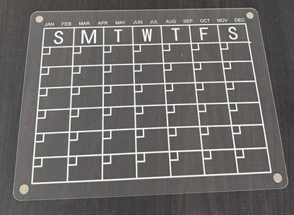Premium Fridge Board – Clear Acrylic Weekly/Monthly Calendar, Dry/Wet-Erase Memo & Note Organizer