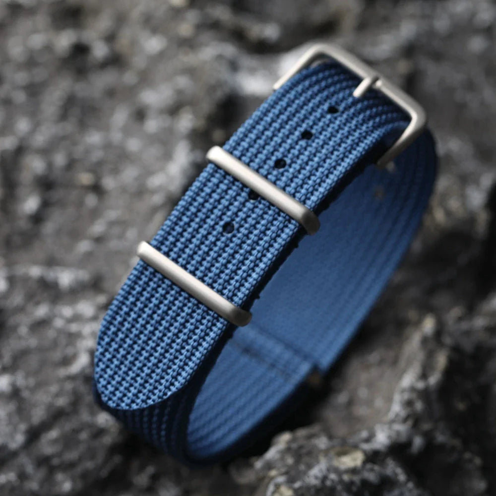 Ribbed Nylon Watch Strap - 18mm / 20mm / 22mm Military Style Fabric Watch Band with Pin Buckle