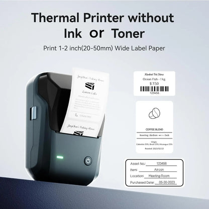 Mini Thermal Label Printer Portable Bluetooth Self-Adhesive Label Maker 2-Inch (58mm) for Round Stickers & Label Rolls